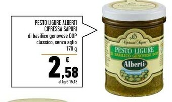 Conad Alberti Pesto Senza Aglio Di Basilico Genovese DOP 170 G(ml) offerta