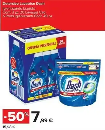 Carrefour Market Dash Detersivo Lavatrice Igienizzante Liquido offerta