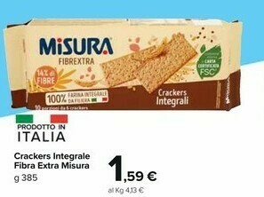 Carrefour Market Misura Fibrextra Crackers Integrali 385 G(ml) offerta