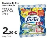 Carrefour Galbani Santa Lucia Tris Mozzarella 375 G(ml) offerta