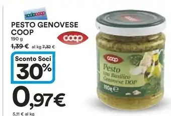 Ipercoop Coop - Pesto Con Basilico Genovese DOP 190 G(ml) offerta