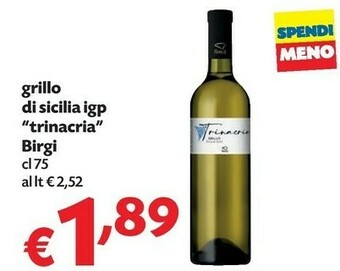 Pam Birgi Grillo Di Sicilia IGP Trincacria offerta