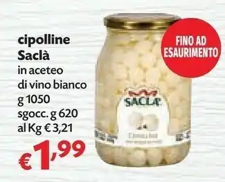 Pam Saclà Cipolline In Aceteo Di Vino Bianco offerta