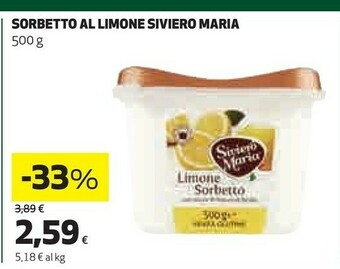 Coop Siviero maria Gelato Limone Sorbetto 500 G(ml) offerta