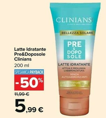 Carrefour Market Clinians Latte Idratante Pre & Doposole offerta