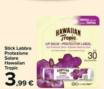 Carrefour Market Hawaiian Tropic Stick Labbra Protezione Solare offerta