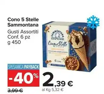 Carrefour Market Sammontana Cinque Stelle Panna 6 Coni 450 G(ml) offerta