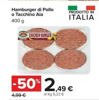 Carrefour Market Aia Hamburger Di Pollo O Tacchino offerta