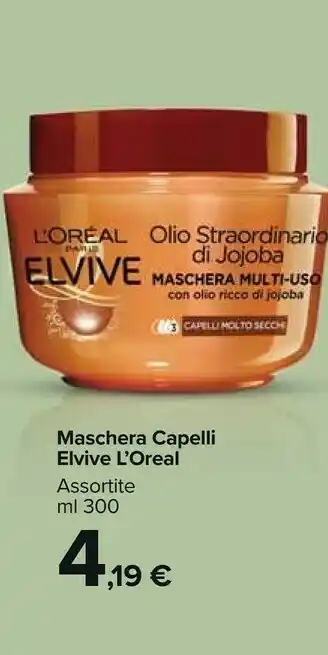 Carrefour Market L'Oreal Maschera Capelli Elvive 300 Ml offerta