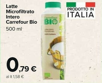 Carrefour Market Carrefour Bio - Latte Intero Microfiltrato 500 G(ml) offerta