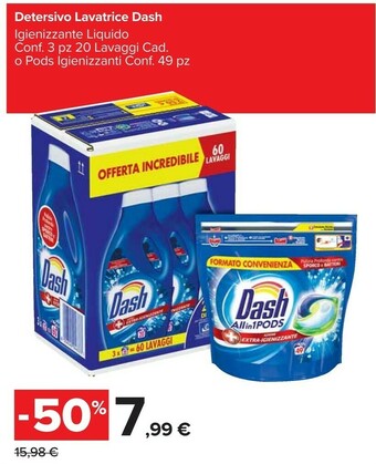 Carrefour Market Dash Detersivo Lavatrice Igienizzante Liquido offerta