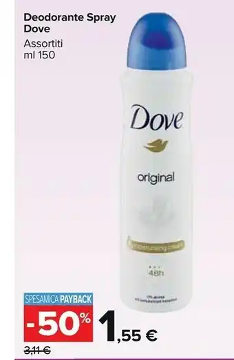 Carrefour Market Dove Original Donna Deodorante Spray 150 Ml offerta