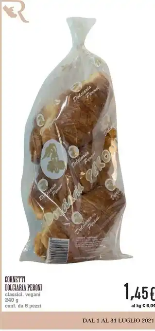 Conad City Dolciaria peroni Cornetti Vegani 240 G(ml) offerta