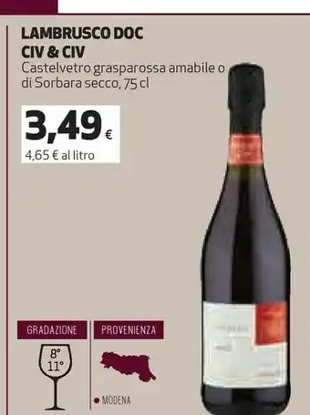 Coop Sorbara Lambrusco offerta