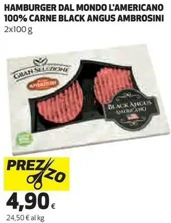 Coop Ambrosini Hamburger Dal Mondo L'americano 100% Carne Black Angus offerta
