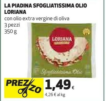 Coop Loriana Sfogliatissima La Piadina All'Olio Extravergine Di Oliva 350 G(ml) offerta