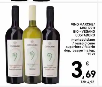 Spazio Conad Vino marche/abruzzo bio - vegano costadoro offerta