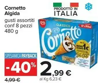 Carrefour Algida Cornetto Panna E Cioccolato Con Latte Fresco Italiano Di Alta Qualità 480 G(ml) offerta