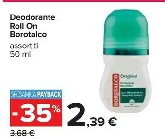 Carrefour Borotalco Original Unisex Deodorante Roll-on 50 Ml offerta