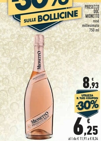 Conad Mionetto Valdobbiadene Prosecco Superiore Extra Dry 750 G(ml) offerta