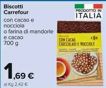 Carrefour Carrefour Biscotti Con Cacao,cioccolato E Nocciole offerta