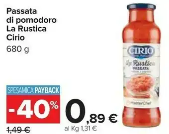 Carrefour Cirio Passata Di Pomodoro La Rustica offerta