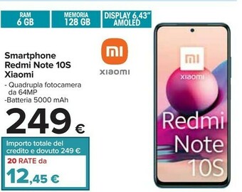 Carrefour Xiaomi Redmi Note 10s offerta