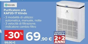 Carrefour Klindo Purificatore Aria KAP20-17 offerta