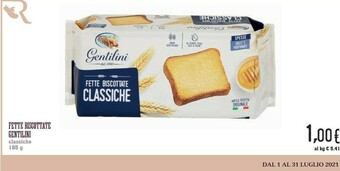 Conad Gentilini Fette Biscottate 185 G(ml) offerta