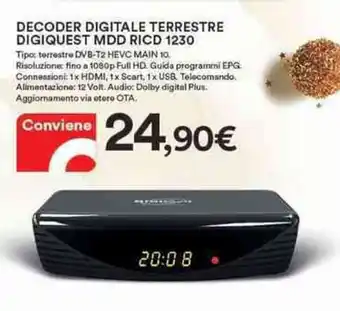 Ipercoop Decoder Digitale Terrestre Digiquest MDD RICD 1230 offerta