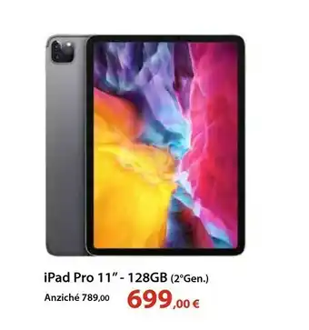 Euronics Apple IPad Pro 11" (seconda Gen.) Wi‑Fi 128GB - Argento offerta