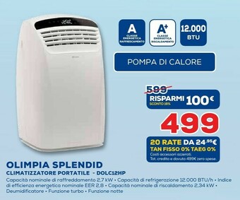 Euronics Olimpia Splendid Cliamtizzatore Portatile Dolc12HP offerta