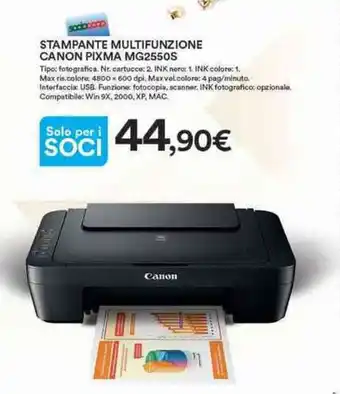 Ipercoop Canon Pixa MG2550S Stampante Multifunzione offerta