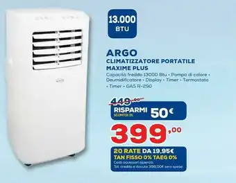 Euronics Mitsubishi Argo Climatizzatore Portatile Maxime Plus offerta