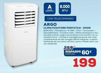 Euronics Argo Climatizzatore Portatile Egon offerta