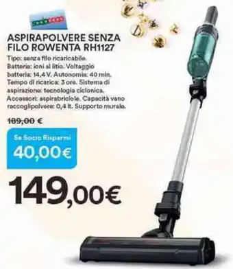 Ipercoop Rowenta RH1127 Aspirapolvere Senza Filo offerta
