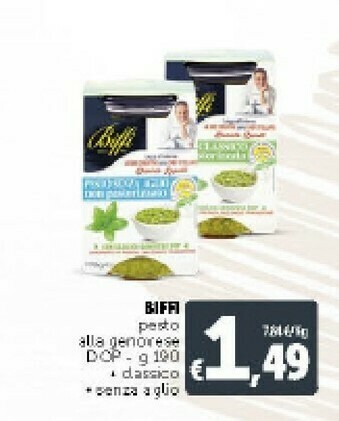 Deco Supermercati Biffi Pesto Con Basilico Genovese DOP Senza Aglio 190 G(ml) offerta