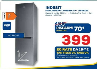 Euronics Indesit LI8 SN1E X Frigorifero Con Congelatore Libera Installazione 328 L F Acciaio Inossidabile offerta