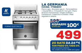 Euronics Bertazzoni la germania Futura FTR664EXV Cucina Piano Cottura Nero, Acciaio Inossidabile Gas A offerta