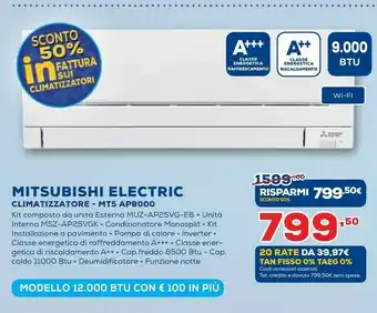 Euronics Mitsubishi Electric MUZ-AP25VG + MSZ-AP25VGK Climatizzatore Split System Bianco offerta