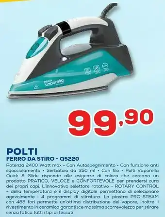 Euronics Polti Ferro Da Stiro QS220 offerta