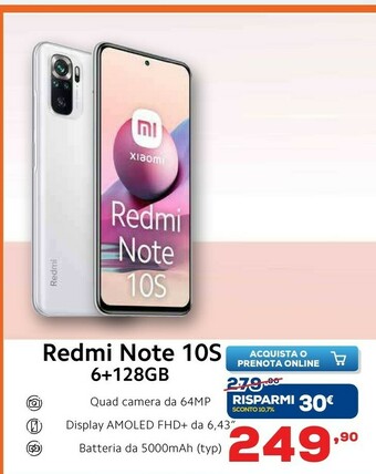 Euronics Xiaomi Redmi Note 10S 128GB offerta