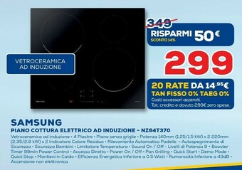Euronics Samsung NZ64T3707AK Nero Da Incasso 60 Cm A Induzione 4 Fornello(i) offerta