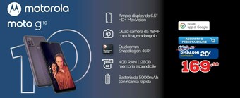 Euronics Motorola Moto G10 16,5 Cm (6.5") Doppia SIM Android 11 4G USB Tipo-C 4 GB 128 GB 5000 MAh Grigio offerta