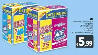 Deco Supermercati Ace Detersivo Liquido Per Lavatrice Classico/ Colorati/ Aromatherapy Energy 25 Lavaggi offerta