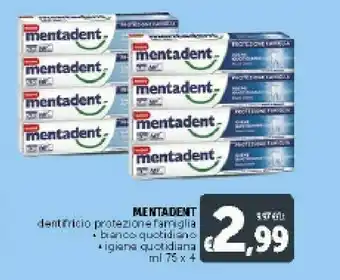 Deco Supermercati Mentadent Dentifricio Protezione Famiglia/ Bianco Quotidiano/ Igiene Quotidiana Ml 75 offerta