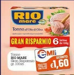 Emi Supermercati Rio Mare Tonno Rio mare offerta