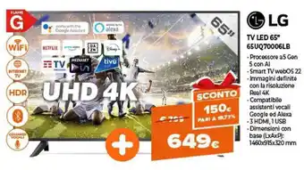 Expert LG TV LED 65" 65UQ70006LB offerta