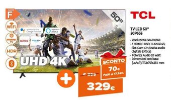 Expert TCL TV LED 50" 50P635 offerta