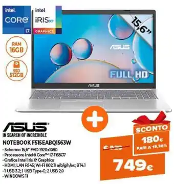 Expert Asus Notebook F515EABQ1563W offerta